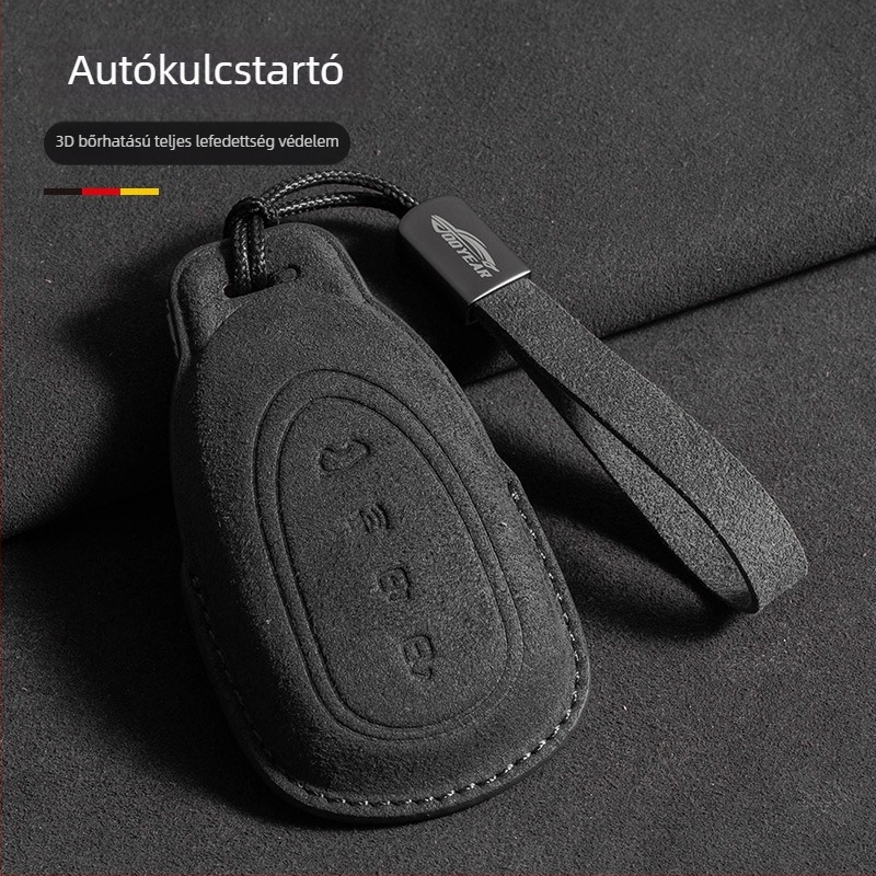 Autókulcs-tok velúr anyagból, minimalista stílus, testreszabható