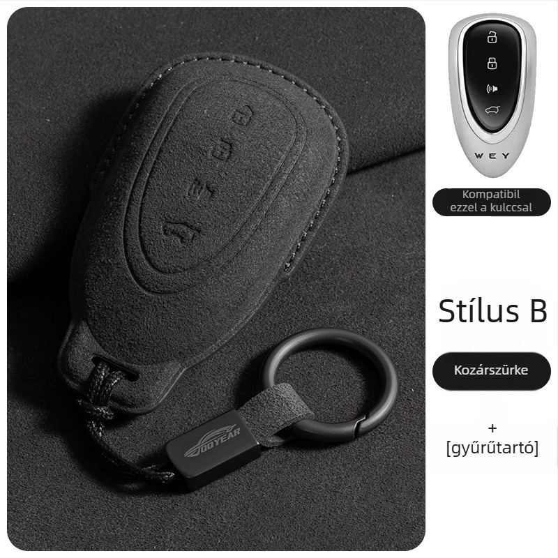 Autókulcs-tok velúr anyagból, minimalista stílus, testreszabható