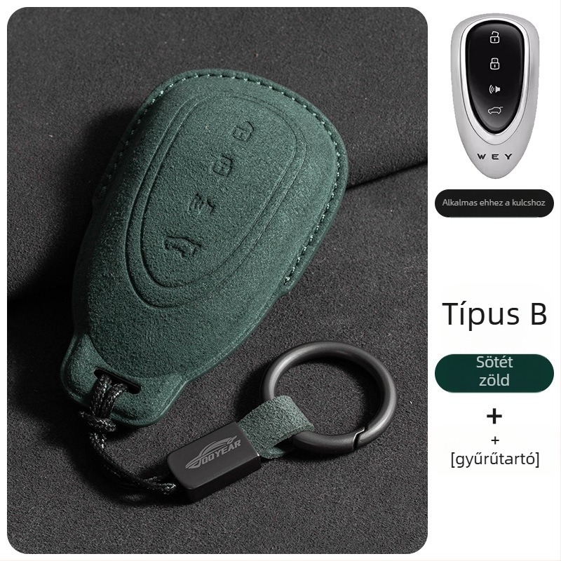 Autókulcs-tok velúr anyagból, minimalista stílus, testreszabható