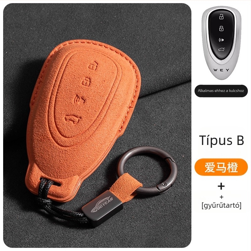 Autókulcs-tok velúr anyagból, minimalista stílus, testreszabható