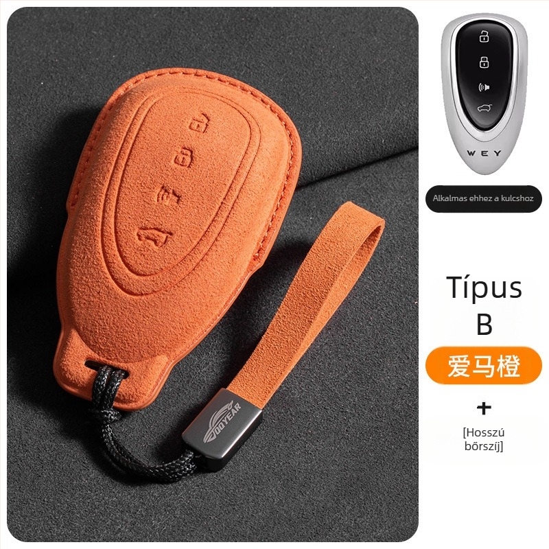 Autókulcs-tok velúr anyagból, minimalista stílus, testreszabható