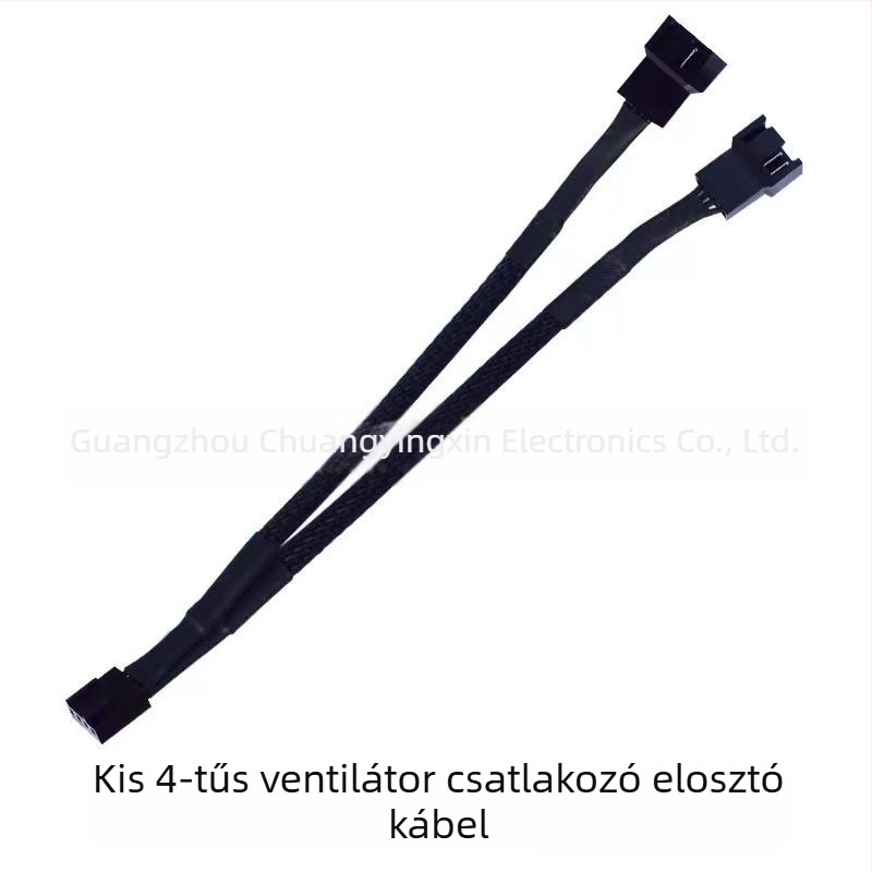 Alaplapihoz 4-pinről 3-utas elosztókábel két PWM ventilátorhoz, hőmérséklet-szabályozó