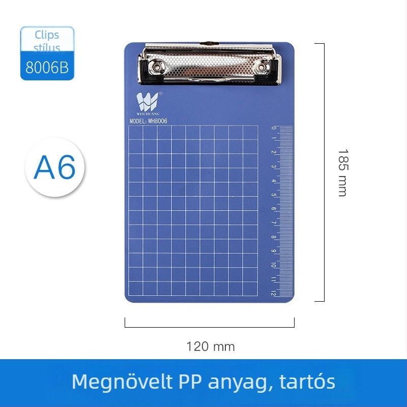 Iroda klipboard WEICHAUNG, modell A4/A5/A6, egyrészes rögzítő, nyomtatott logó, A4/A5/A6 papírral kompatibilis