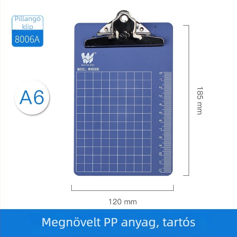 Iroda klipboard WEICHAUNG, modell A4/A5/A6, egyrészes rögzítő, nyomtatott logó, A4/A5/A6 papírral kompatibilis