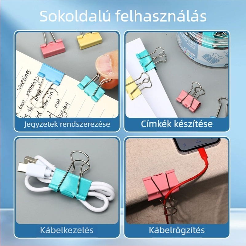 Deli Színes hosszú klipek irodai használatra – multifunkcionális fém klipek jegyekhez, dokumentumokhoz, mappákhoz és könyvekhez