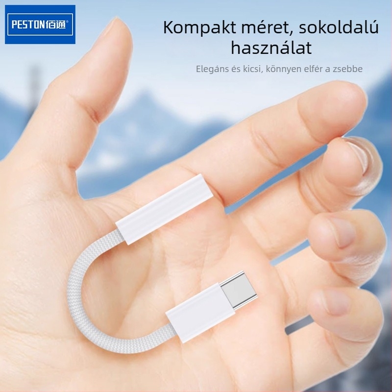 Type-C–ről 3,5 mm-es adapterkábel iPhone 15 sorozathoz – nylon fonat, oxigénmentes réz mag, nikkelezett felület
