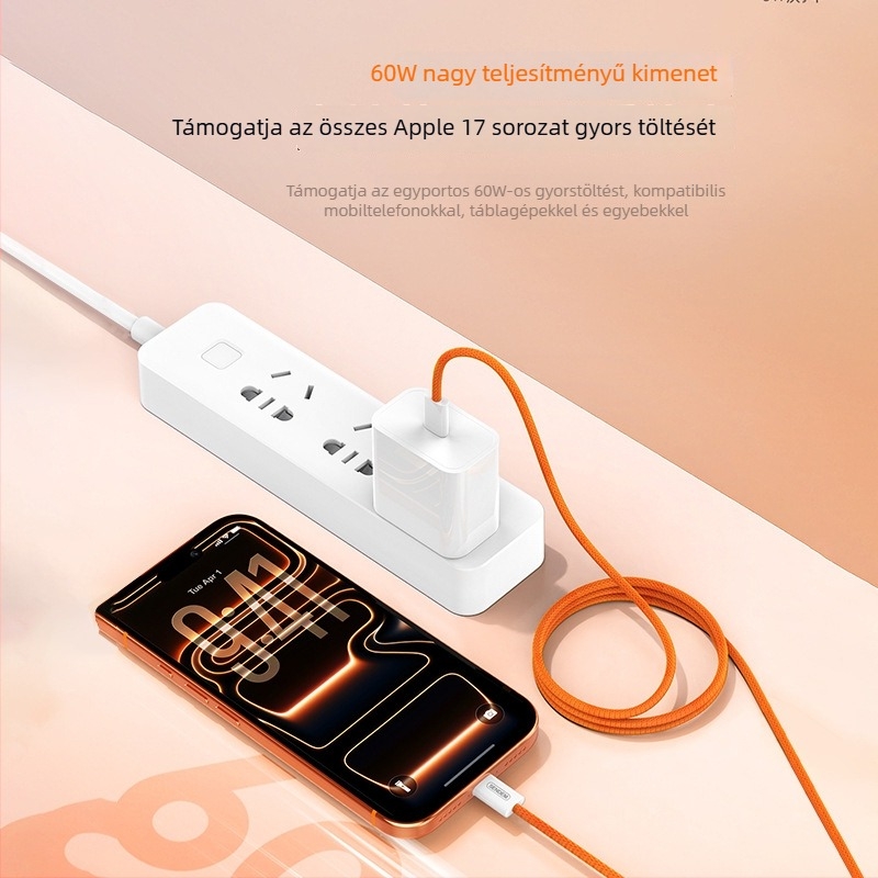 USB-C töltő- és adatkábel Apple, Xiaomi, Oppo, Huawei és Vivo számára; kompatibil iPhone 15/16; 1–2 m hosszú, szövött kivitel, 66W gyors töltés, Vooc protokoll