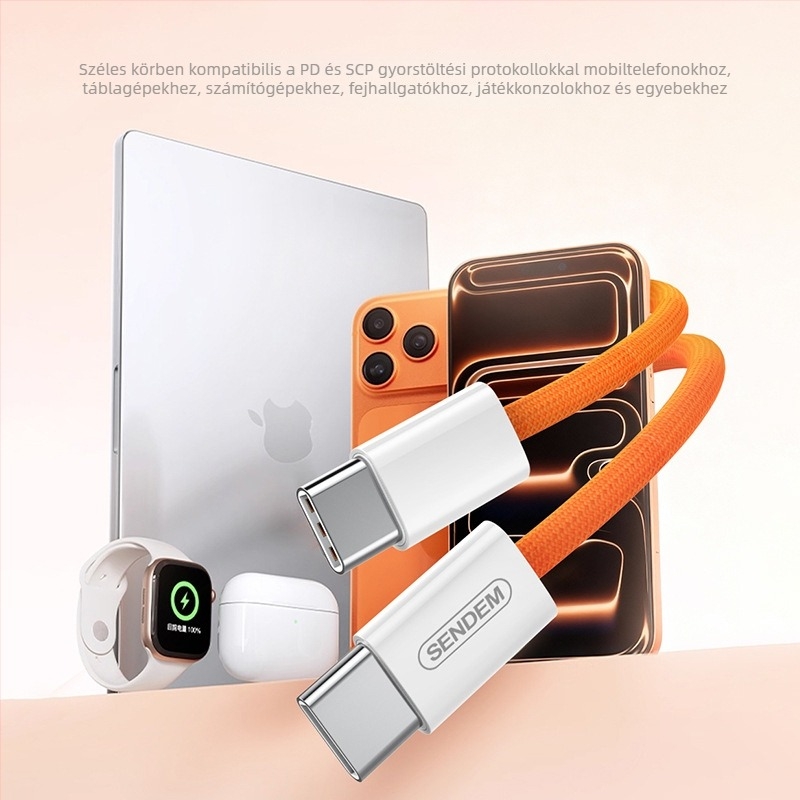 USB-C töltő- és adatkábel Apple, Xiaomi, Oppo, Huawei és Vivo számára; kompatibil iPhone 15/16; 1–2 m hosszú, szövött kivitel, 66W gyors töltés, Vooc protokoll