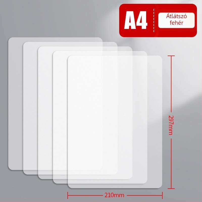 CY9013 Átlátszó PP íródeszka, 0,6 mm lemezvastagság, 5 lap/csomag