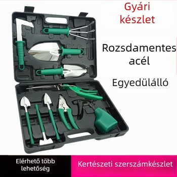 Rozsdamentes acél kertészeti eszköz készlet, virágolló, 10 részes otthoni kertészkedéshez