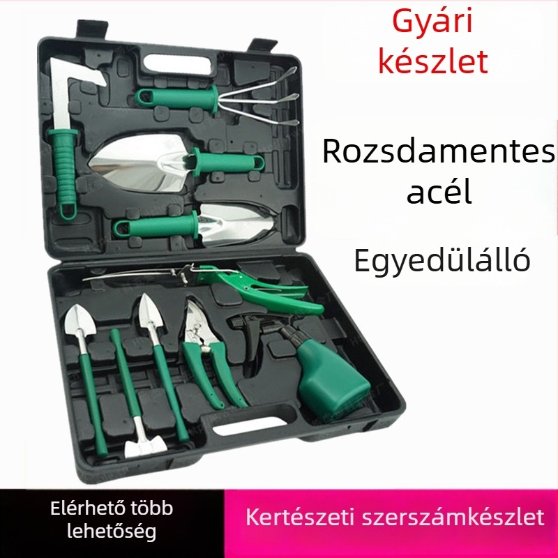 Rozsdamentes acél kertészeti eszköz készlet, virágolló, 10 részes otthoni kertészkedéshez