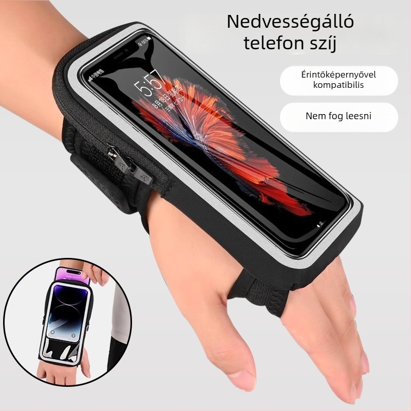 Futás közbeni karra szerelhető telefontáska, uniszex, vízálló érintőképernyő, 7 hüvelykes telefonokhoz, kültéri felszerelés