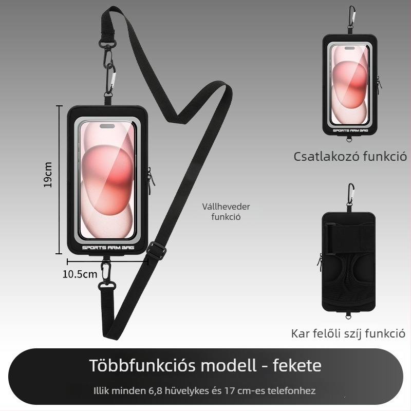 Futás közbeni karra szerelhető telefontáska, uniszex, vízálló érintőképernyő, 7 hüvelykes telefonokhoz, kültéri felszerelés