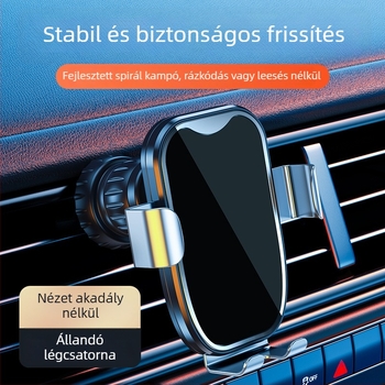 Autótelefon-tartó alumíniumötvözetből, gravitációs rögzítés, illeszkedik a légkivezető nyílásba navigációhoz – univerzális