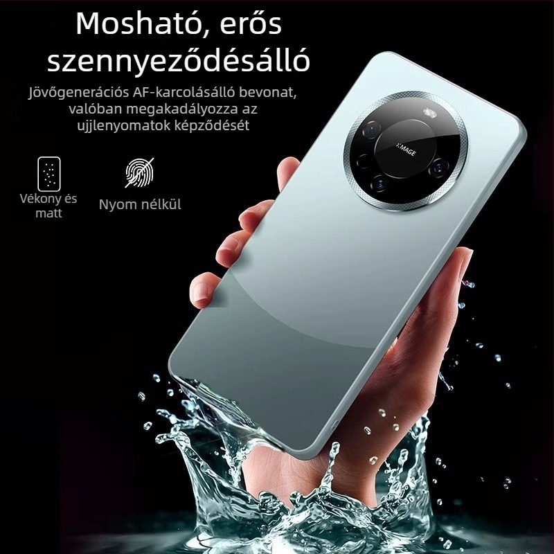 Huawei Mate60 Pro és Mate50 Pro tok, matt üveg, fém objektívgyűrű, teljes védelem, ütésálló, ujjlenyomat-mentes, hőelvezetés