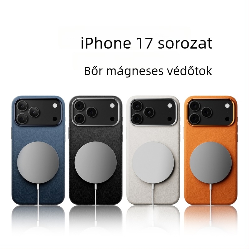 PU bőr kemény tok iPhone 17 és iPhone 16 Pro Max számára beépített mágneses zárómechanizmus — egyszínű bőr