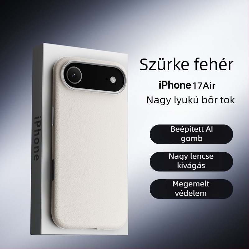 PU bőr kemény tok iPhone 17 és iPhone 16 Pro Max számára beépített mágneses zárómechanizmus — egyszínű bőr