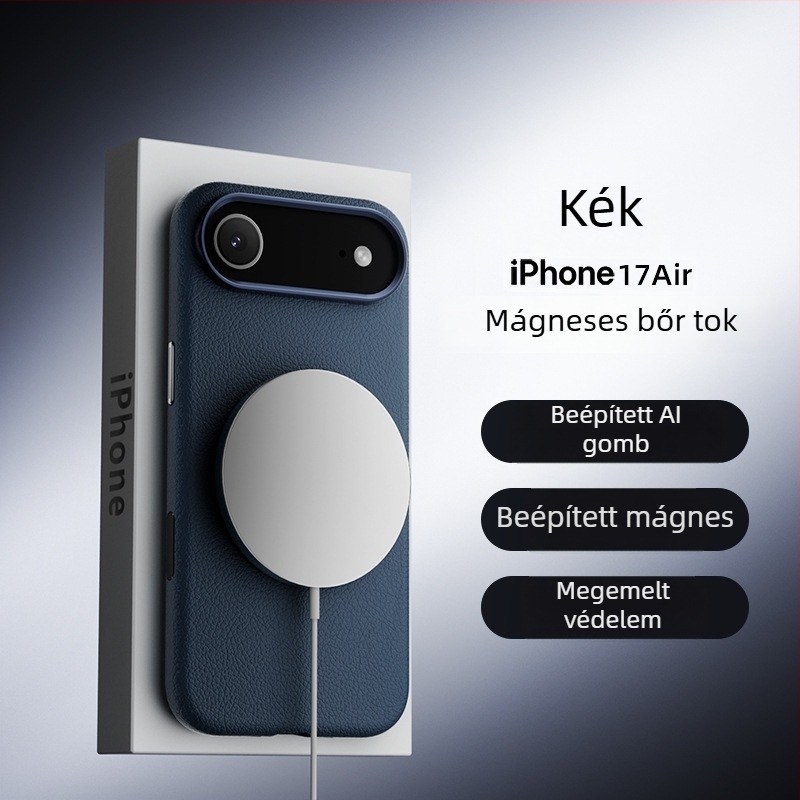 PU bőr kemény tok iPhone 17 és iPhone 16 Pro Max számára beépített mágneses zárómechanizmus — egyszínű bőr