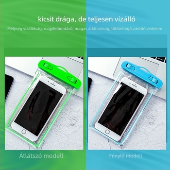 Vízálló mobiltelefon-táska PVC anyagból, rendkívül átlátszó, érintőképernyő-kompatibilis, zárt dizájnú, alkalmas merüléshez és úszáshoz