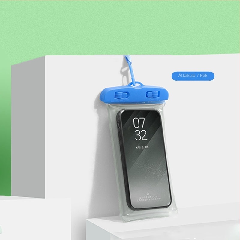 Vízálló mobiltelefon-táska PVC anyagból, rendkívül átlátszó, érintőképernyő-kompatibilis, zárt dizájnú, alkalmas merüléshez és úszáshoz