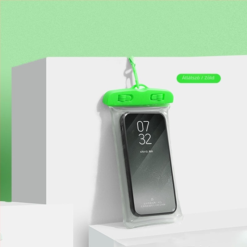 Vízálló mobiltelefon-táska PVC anyagból, rendkívül átlátszó, érintőképernyő-kompatibilis, zárt dizájnú, alkalmas merüléshez és úszáshoz