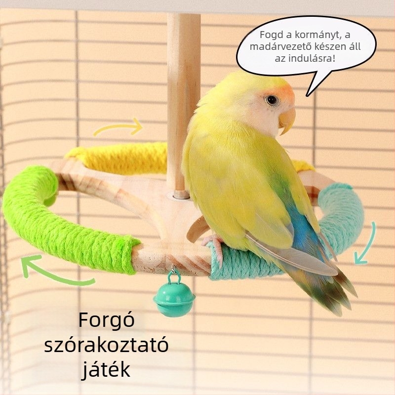 Forgó rúdos papagáj-tartó – Interaktív, a unalom elleni eszköz, lógó harapó játék kis papagájok számára