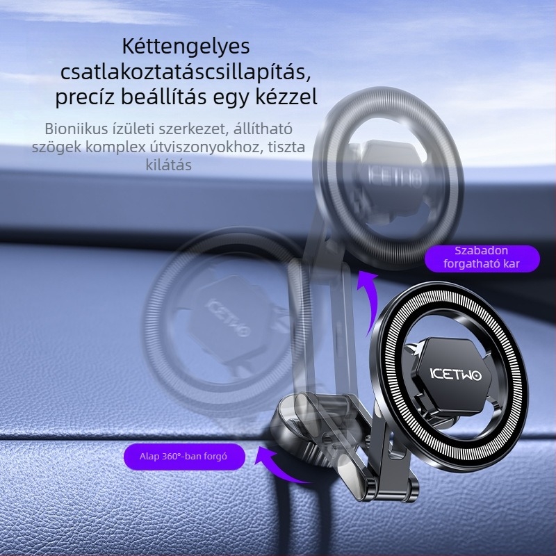 Mágneses autós telefon-tartó az műszerfalra, Xiaomi SU7-hez, MagSafe-kompatibilis, 17 mm gömbfej