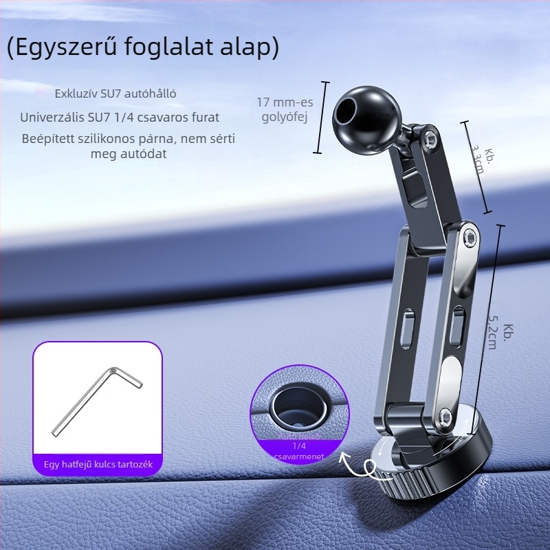 Mágneses autós telefon-tartó az műszerfalra, Xiaomi SU7-hez, MagSafe-kompatibilis, 17 mm gömbfej