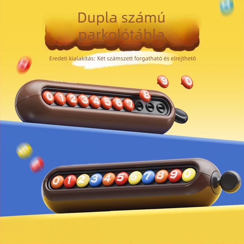 Rejtett típusú parkolási számplakett dupla számjeggyel, hxk márka, műanyag, modell T03-MD, nyomtatott logó