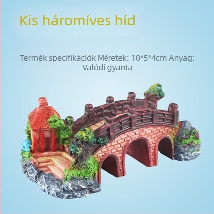 Akvarisztikus táj híd dísz - szintetikus gyanta, biomimikus gyártás, felület szórt festés, pastorális stílus