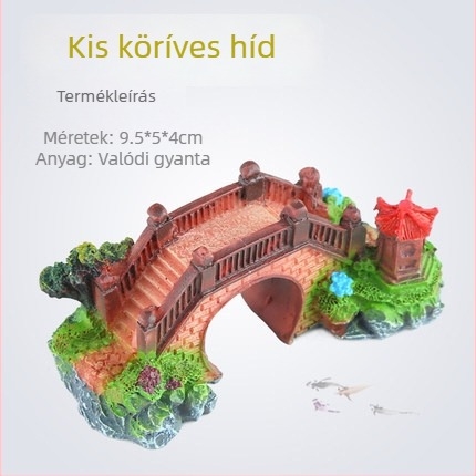 Akvarisztikus táj híd dísz - szintetikus gyanta, biomimikus gyártás, felület szórt festés, pastorális stílus