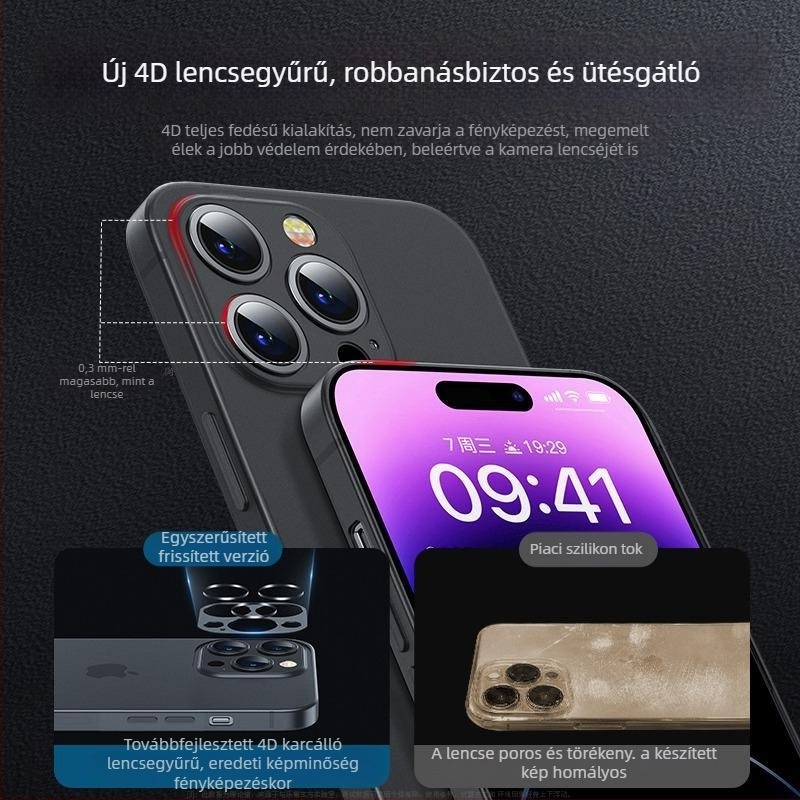 Ultra vékony matt TPU tok iPhone 12 Pro Max és iPhone 14 Pro Max készülékekhez, teljes kameravédelmet nyújtva, ütésálló