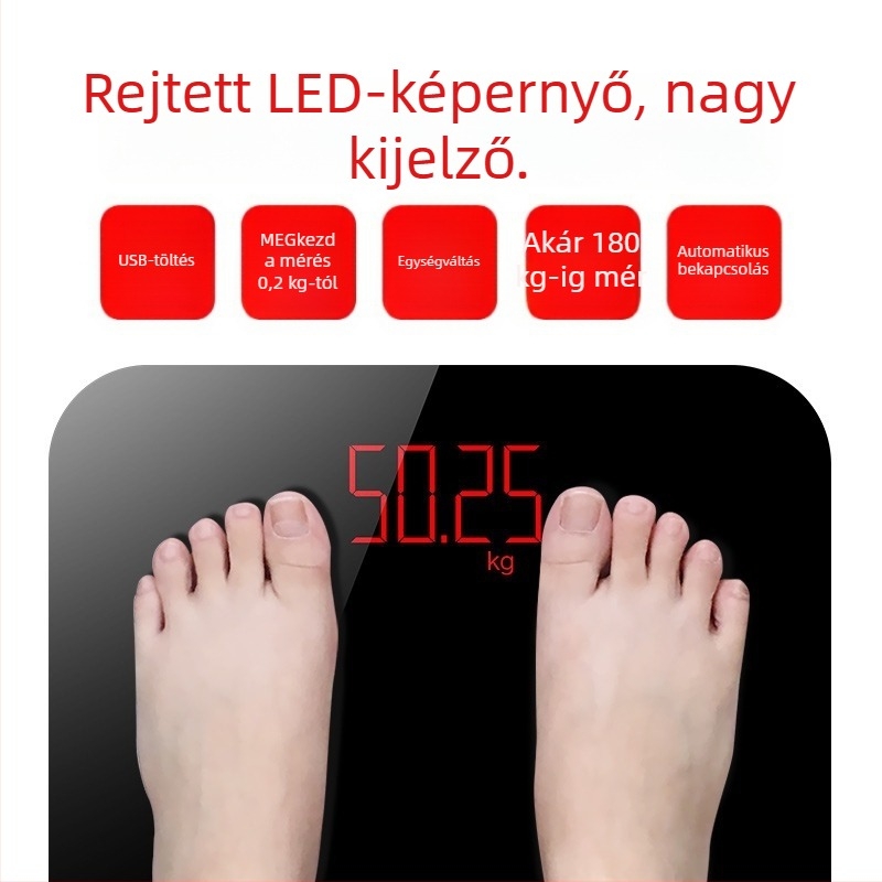Meien USB-töltésű testsúlymérő – pontos testsúlymérés, zsírtartalom, kalória és nedvesség mérés 150 kg-ig