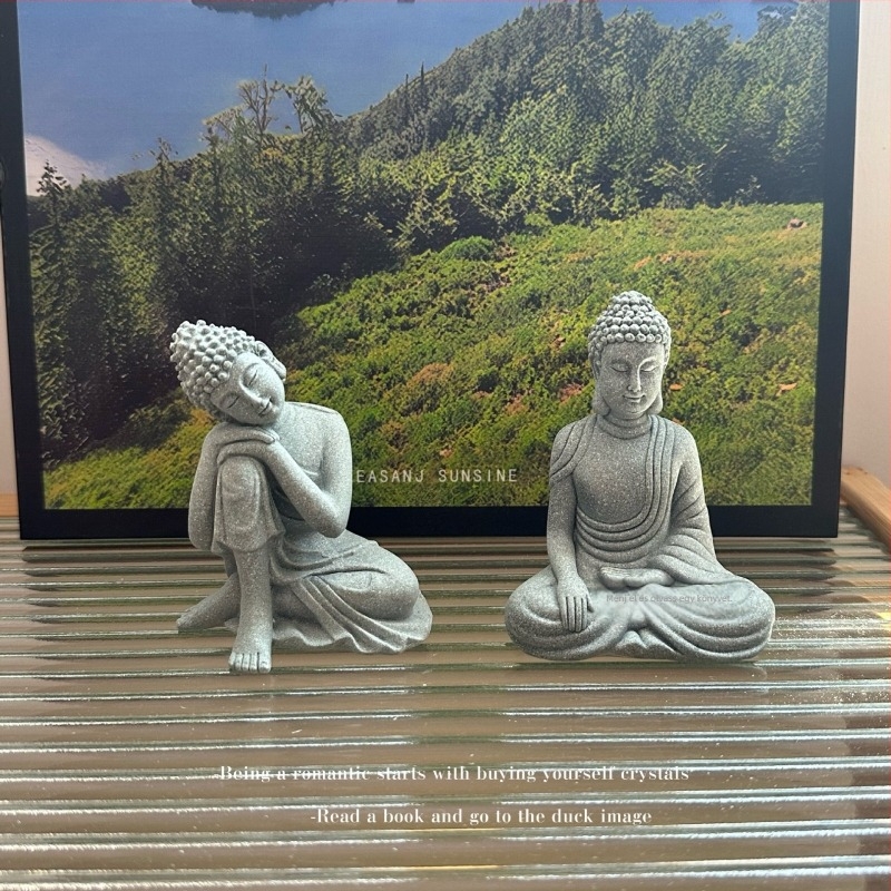 Kis meditáló Buddha dísz microtájhoz, műanyag és gyanta anyag, kínai stílus, kód Ltao690484384522