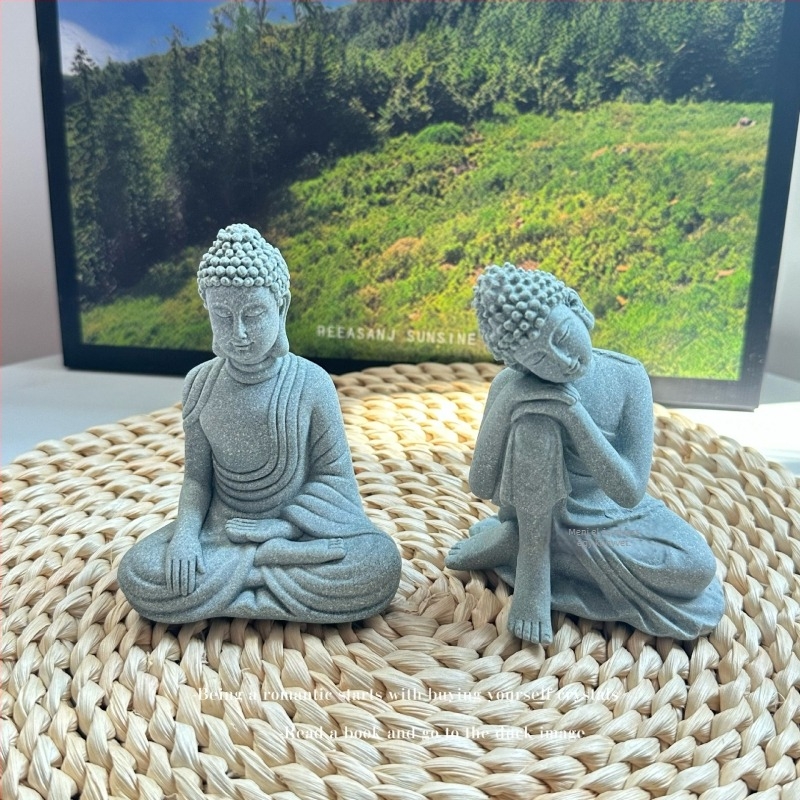 Kis meditáló Buddha dísz microtájhoz, műanyag és gyanta anyag, kínai stílus, kód Ltao690484384522