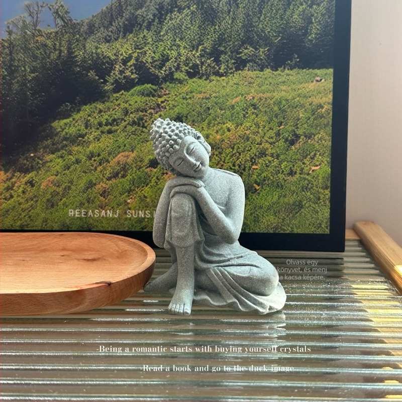 Kis meditáló Buddha dísz microtájhoz, műanyag és gyanta anyag, kínai stílus, kód Ltao690484384522