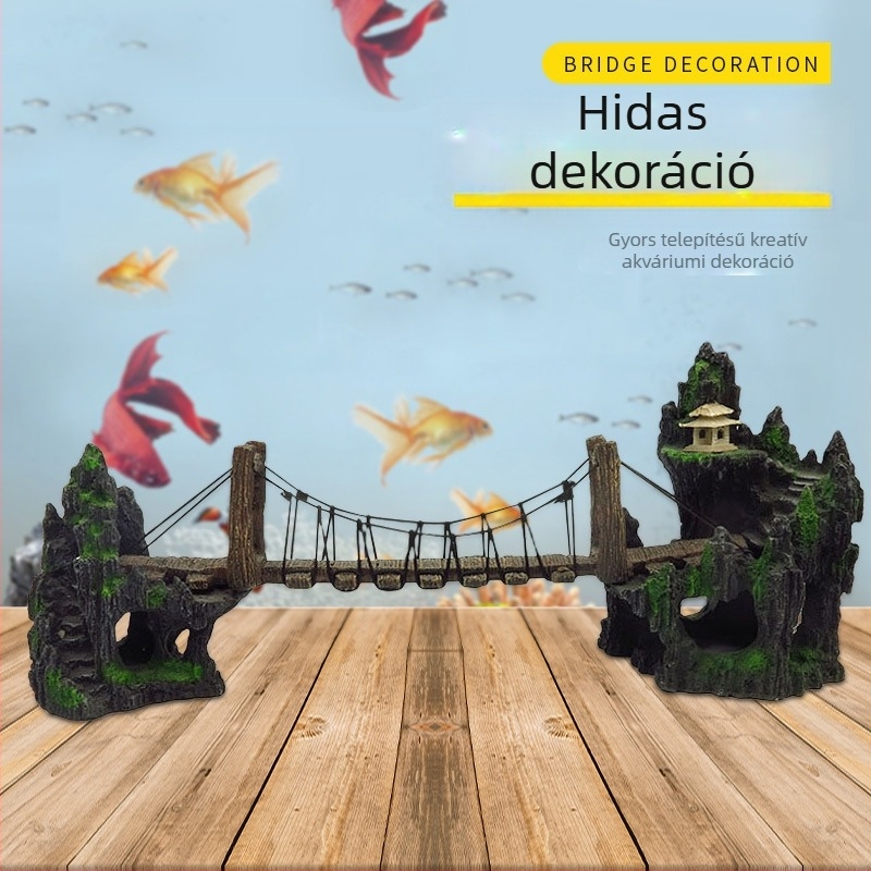 Really Aqua gyanta akvárium híd dísz, idillikus stílus, íves híd dizájn