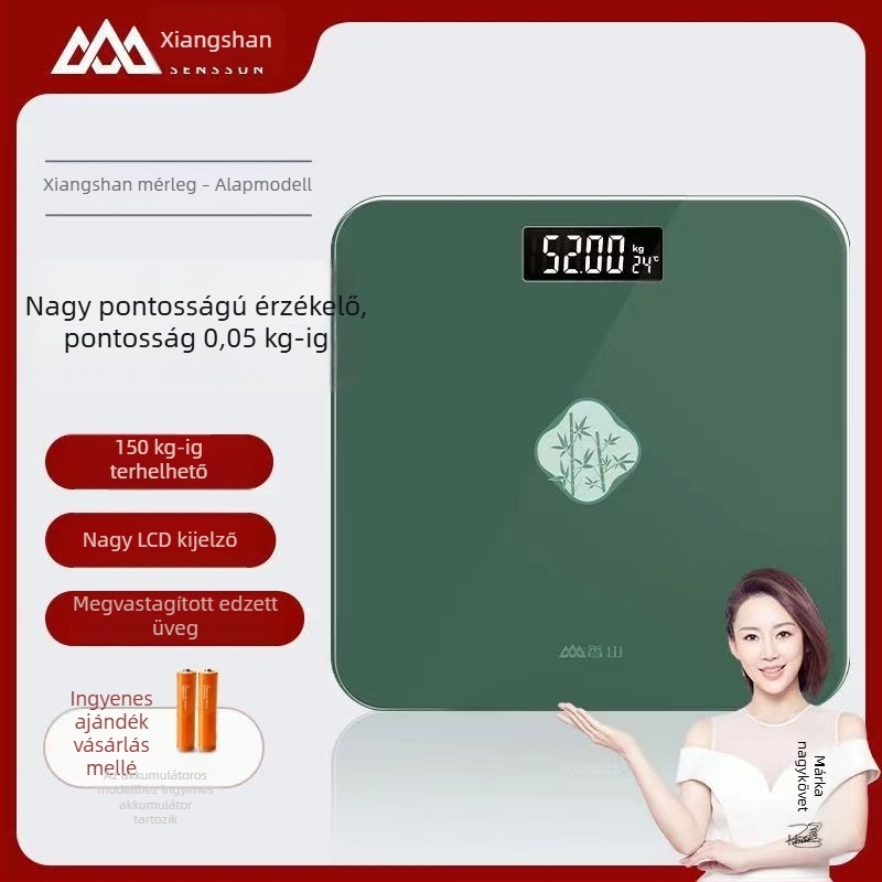 Xiangshan digitális mérleg otthoni használatra – testtömegmérleg intelligens egészségfunkciókkal, kompakt, akkumulátoros