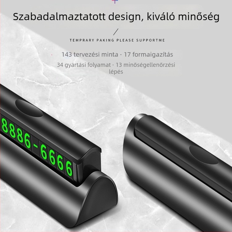 Rejtett világító ideiglenes parkolótábla telefonszám kijelzővel, modell S-1800, műanyag, logónyomtatás, testreszabható