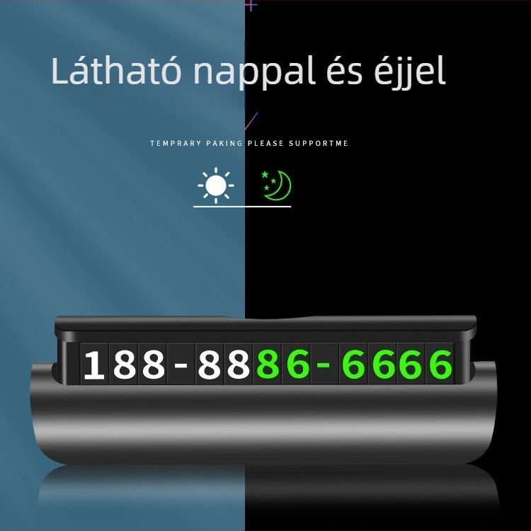 Rejtett világító ideiglenes parkolótábla telefonszám kijelzővel, modell S-1800, műanyag, logónyomtatás, testreszabható