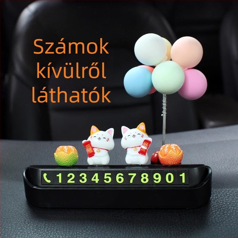 Rejtett szerencse macska parkolási számlemez, modell S007, termék kód S007, anyag műanyag, származás Guangdong, autó dekoráció