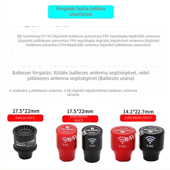 FPV videóátviteli antenna, 5.8 GHz kétsávos, bal- és jobboldali polarizáció, hatótávolság-növelés, V2