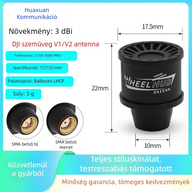 FPV videóátviteli antenna, 5.8 GHz kétsávos, bal- és jobboldali polarizáció, hatótávolság-növelés, V2