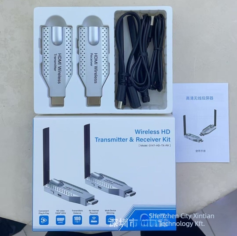 Vezeték nélküli HDMI kijelzőátvivő, vállalati szintű, modell G147, 1080p HDMI kimenet