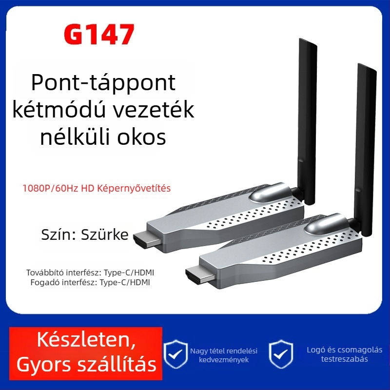 Vezeték nélküli HDMI kijelzőátvivő, vállalati szintű, modell G147, 1080p HDMI kimenet