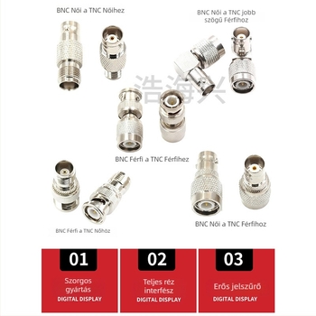 Koaxiális RF csatlakozó adapter: BNC–TNC, TNC-J–BNC-K, férfi a nőhöz