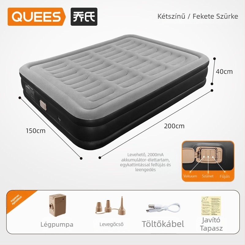 Kempinghez és RV-hez használható felfújható matrac, hordozható, vastag kialakítású, automata felfújás, teherbírás 400 kg, súly 4,9–7 kg, univerzális kompatibilitás