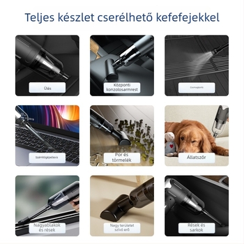 Kézi, vezeték nélküli autóporszívó, 70W, 7.4V, 5500Pa, tölthető