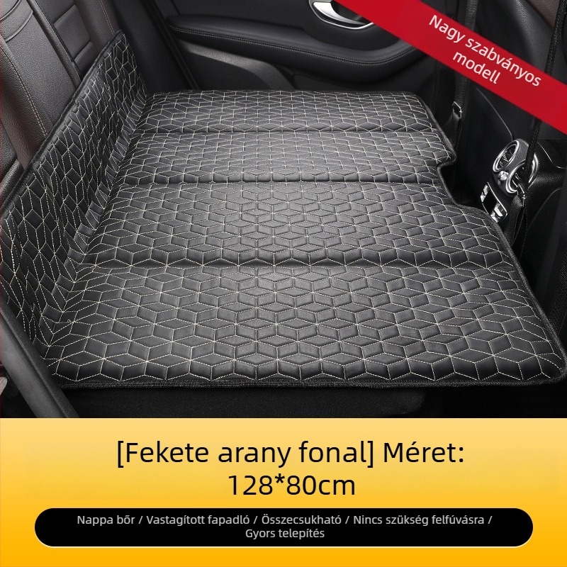 SUV-hoz autó utazóágy, nem fújható, összecsukható hátsó üléspárna, Nappa bőr felület, logó nyomtatás