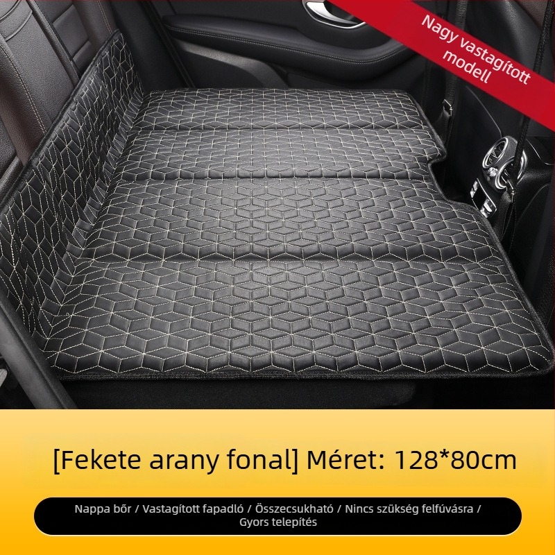 SUV-hoz autó utazóágy, nem fújható, összecsukható hátsó üléspárna, Nappa bőr felület, logó nyomtatás